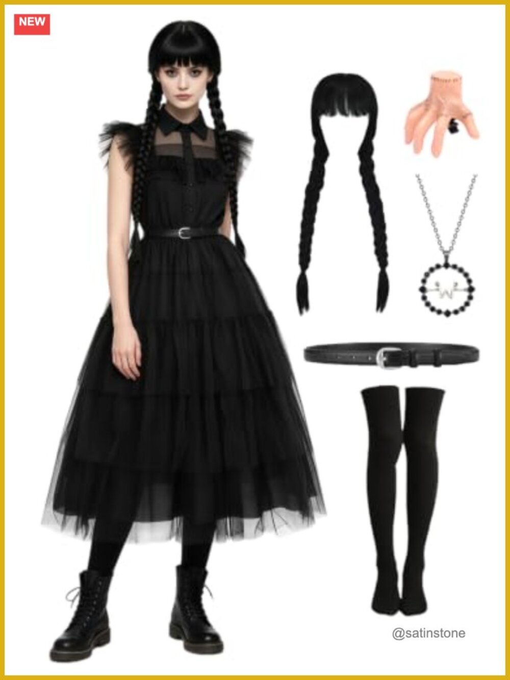 Women's Gothic Princess Costume Set 6pc Dress Wig Accessories